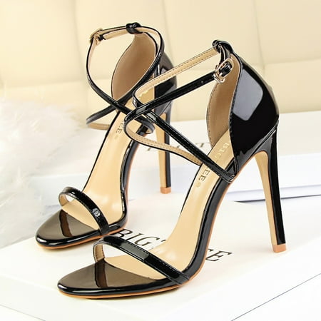 

Women s Open Toe Stiletto Strappy Heeled Sandals Ankle Strap High Heel 3.4 Dress Party Work Dance Evening Wedding Sandals