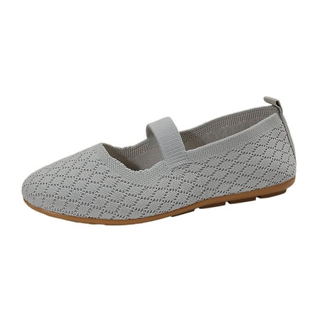 DVKOVI Zapatos Mujer Flats Shoes Women Dressy Comfortable Ladies Fashion Breathable Plaid Mesh Comfortable Flat Sole Casual Shoes Slip On Shoes Women Comfortable Grey 41