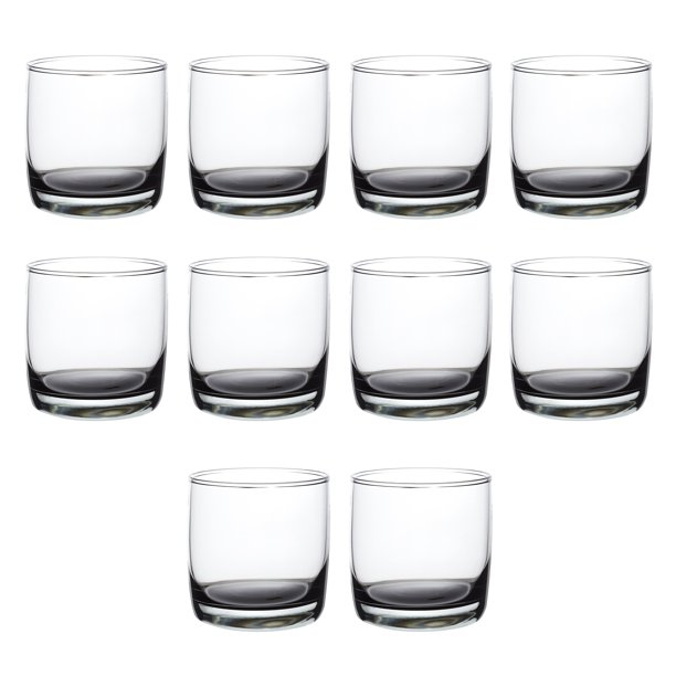 Whiskey Glasses 10 oz Set of 10, Bulk Pack Heavy Base Old Fashioned