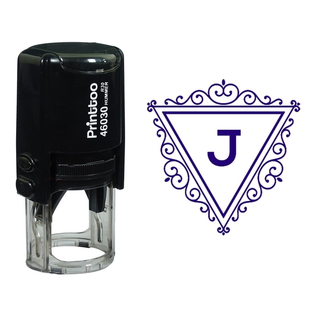 Printtoo J Alphabet Swirl Border Triangle Monogram Initial Self Inking Rubber Stamp Office Stationary