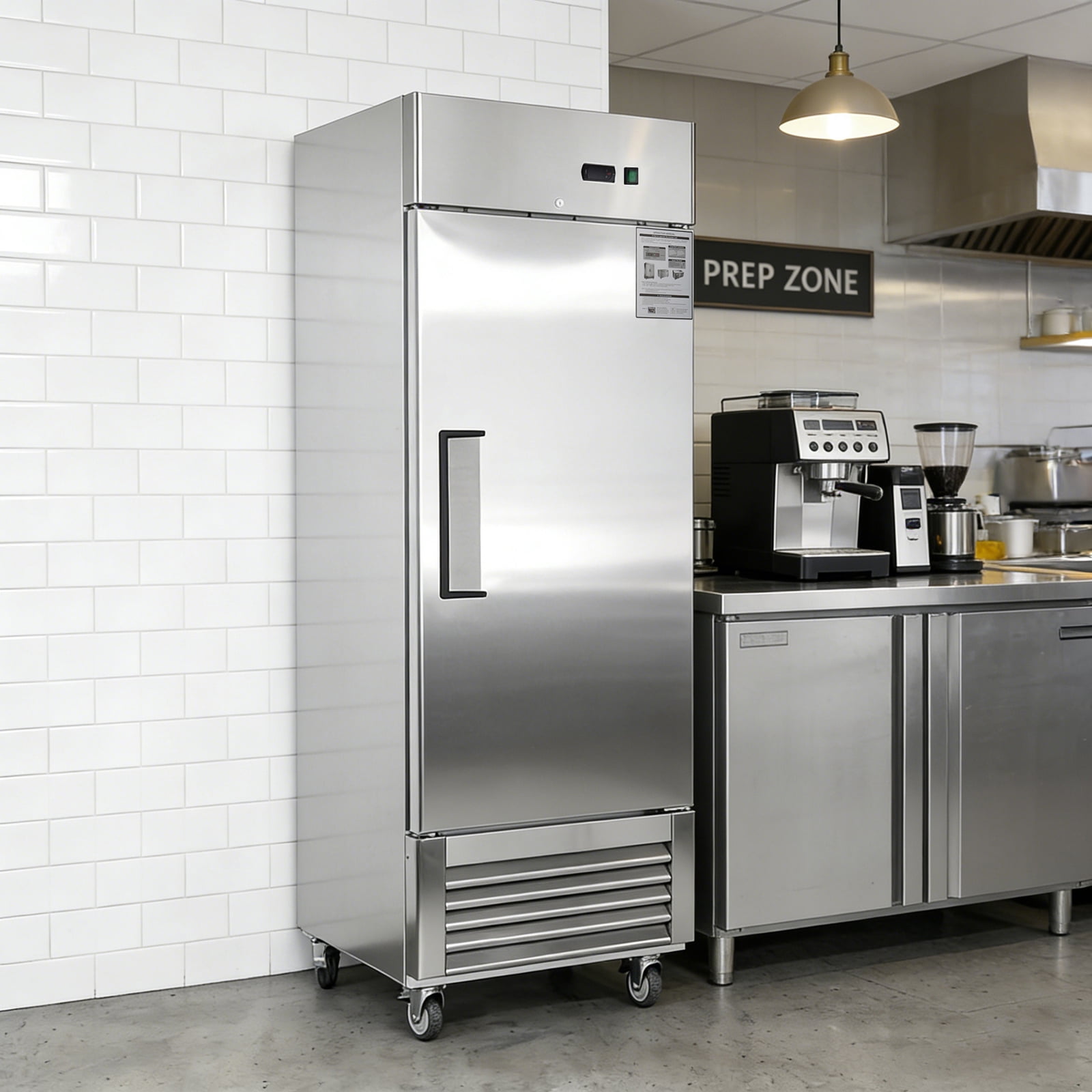 27" Commercial Refrigerator, 18.68 Cu.ft Single Solid Door Reach-in Refrigerator, Stainless Steel Interior & Exterior, Fan Cooling Upright Fridge with Embraco Compressor, ETL & DOE Certified