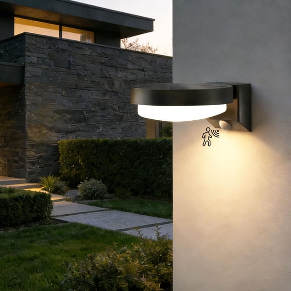 Solar Wall Light Motion Sensor Outdoor, 1200mAh Cordless LED Porch Light with 3 Modes, Waterproof Exterior Sconce for Yard Garden Fence Patio Garage, Black (1-Pack)