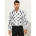 thumbnail image 2 of Unique Bargains Men's Polka Dots Dress Shirt Button Down Long Sleeve Casual Shirts 2XL White, 2 of 6