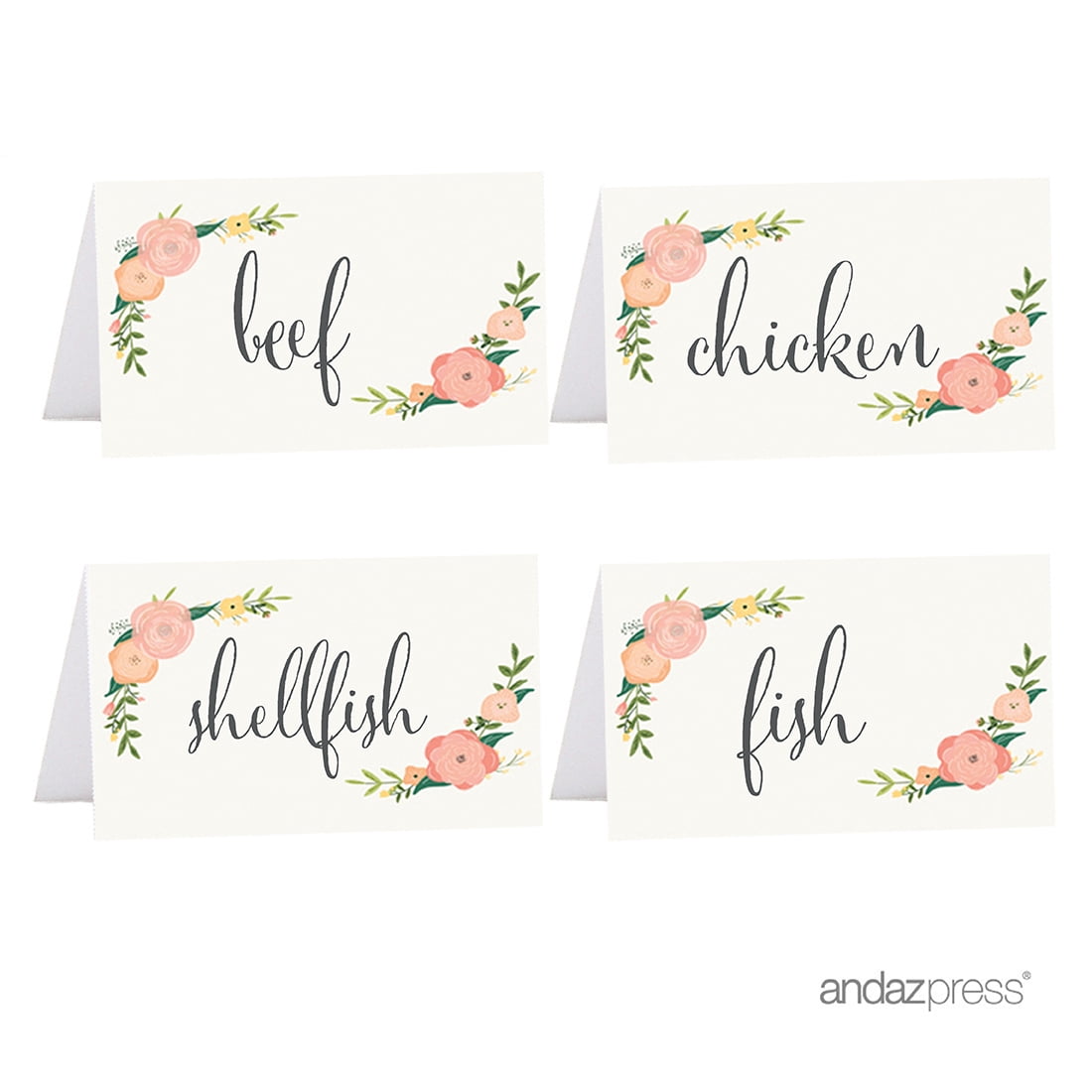 photo Menu Cards For Buffet beef chicken fish shellfish food station buffet menu place cards floral roses 20 pack walmart com