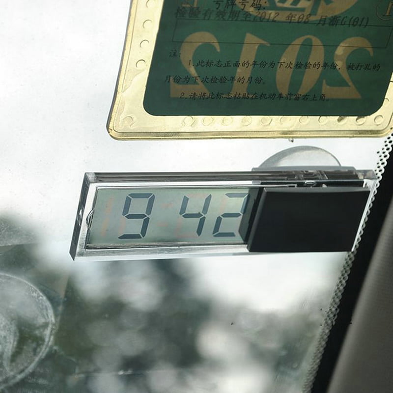 Car Digital LED Clock Mini Electronic Sucker Window Meter  bx