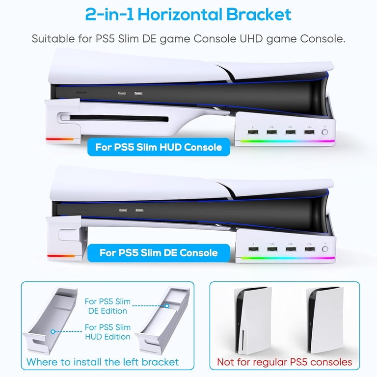 GAEKOL RGB Horizontal Stand for PS5 Slim Console Accessories with