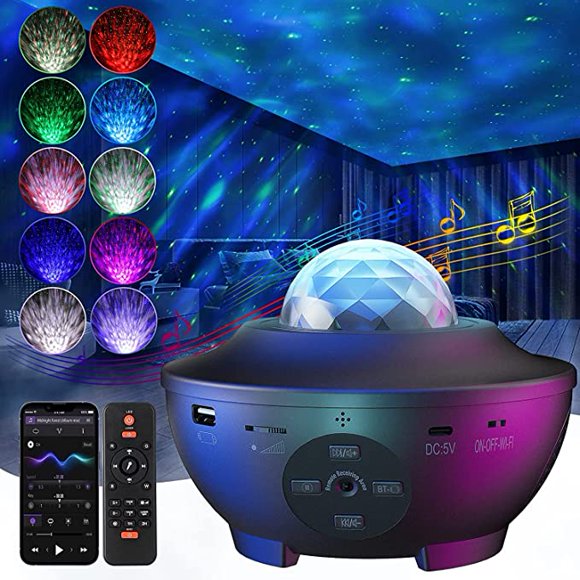 Starry Sky and Galaxy Projector, LED Ceiling Lamp with Galaxy Projector, Night Projection Lights with Timer and Bluetooth, Ideal for Christmas or Children's Decoration.
