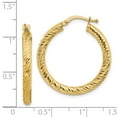 thumbnail image 4 of Primal Gold 14 Karat Yellow Gold Diamond-cut Round Hoop Earrings, 4 of 4