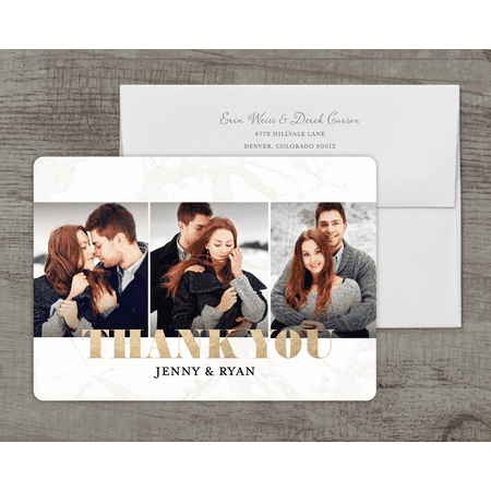 Themed Wedding Card - Personalized Wedding Thank You Card - Classic Marble - 5 x 7 Flat Deluxe