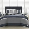 thumbnail image 2 of Nautica | Rendon Collection Set-100% Cotton Cozy & Soft, Durable & Breathable Striped Comforter with Matching Shams, King, Charcoal, 2 of 5