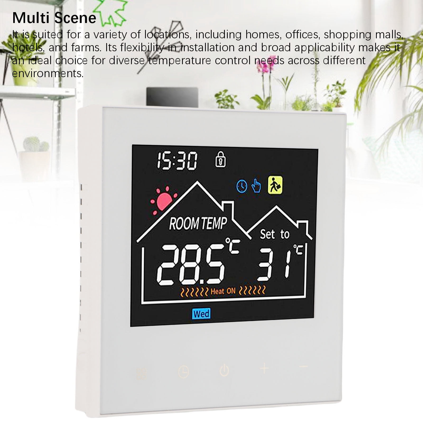 BIMZUC Smart Thermostat Touchscreen Programmable LCD Color Display Controller for Water Heating Boiler WiFi Tuya Model 3.39 Inches / 8.6 cm Black