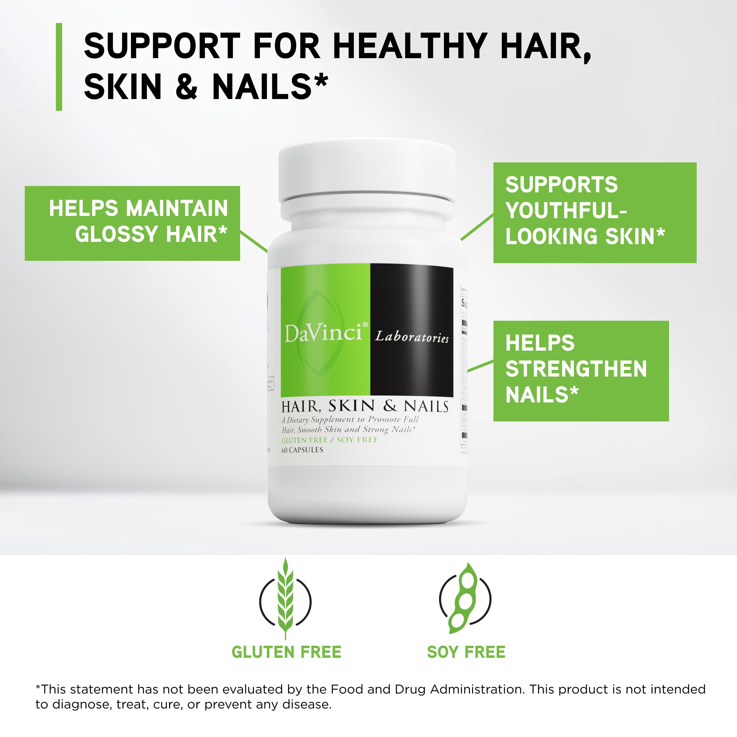DaVinci Labs Hair, Skin & Nails - With Biotin & Collagen - 60 Capsules