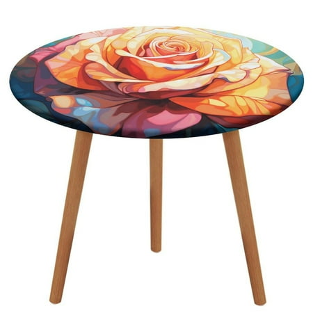 

Rose (7) Tablecloth Round Elastic Fitted Waterproof Table Cover Cloth for Dining Room Indoor Outdoor Decor