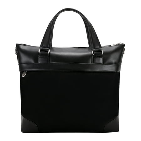 Victorinox Nylon Briefcase - McKlein EASTWARD, Slim Laptop Briefcase, Nano Tech-Light Nylon with Leather Trim, Black (18395)