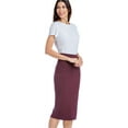 thumbnail image 4 of Fishers Finery Women's Ecofabric Ponte Stretch Midi Pencil Skirt; Pull On Soft Cotton Bodycon Form Fit (Burgundy, M), 4 of 6