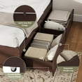 thumbnail image 6 of Amerlife King Size Solid Wood Bed Frame with 50" Tall Headboard, Mid-Century Modern Bed with, Wooden Platform Bed with 2 Drawers, Espresso, 6 of 10
