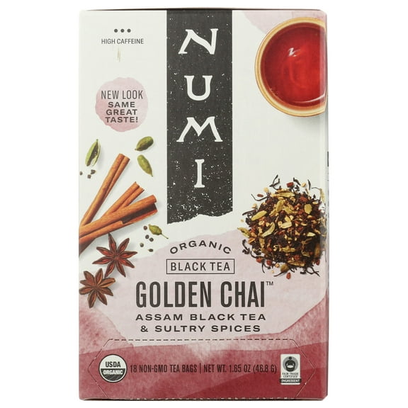 Numi Bags Golden Chai Organic Black Tea, 18 ea (Pack of 6)