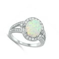 thumbnail image 4 of CHOOSE YOUR COLOR White Simulated Opal Elegant Wedding Ring .925 Sterling Silver Band CZ Female Size 5, 4 of 4
