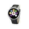 MyKronoz ZeRound Premium - 45 mm - silver - smart watch with strap - leather - black - display 1.22" - 128 MB - Bluetooth - 1.98 oz