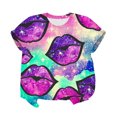 thumbnail image 1 of Kayannuo T-Shirts pour Femmes à Imprimé Cœur d'Amour en Liquidation T-Shirts de la Saint-Valentin pour Femmes T-Shirt à Manches Courtes pour Femmes Haut à Manches Courtes à Col Rond Chemise, 1 of 2