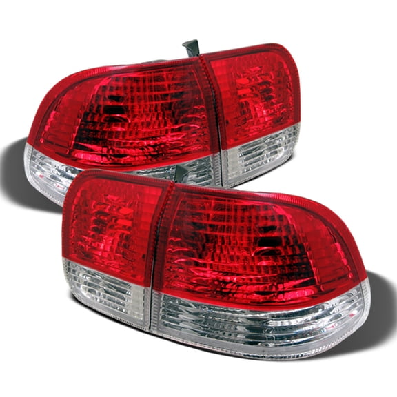 For 1996-1998 Honda Civic 4Dr Sedan Red Clear Tail Lights Brake Lamps Left Right