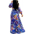 thumbnail image 2 of Womens Maxi Dress Boho Chiffon Floral Printed V-Neck Long Dresses Casual Floral Print Long Maxi Dress Plus Size Plain Party Outfits, 2 of 3