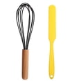 thumbnail image 1 of Juego de mini utensilios de cocina de 2 piezas: utensilios de cocina de silicona con mangos de madera, 1 of 5