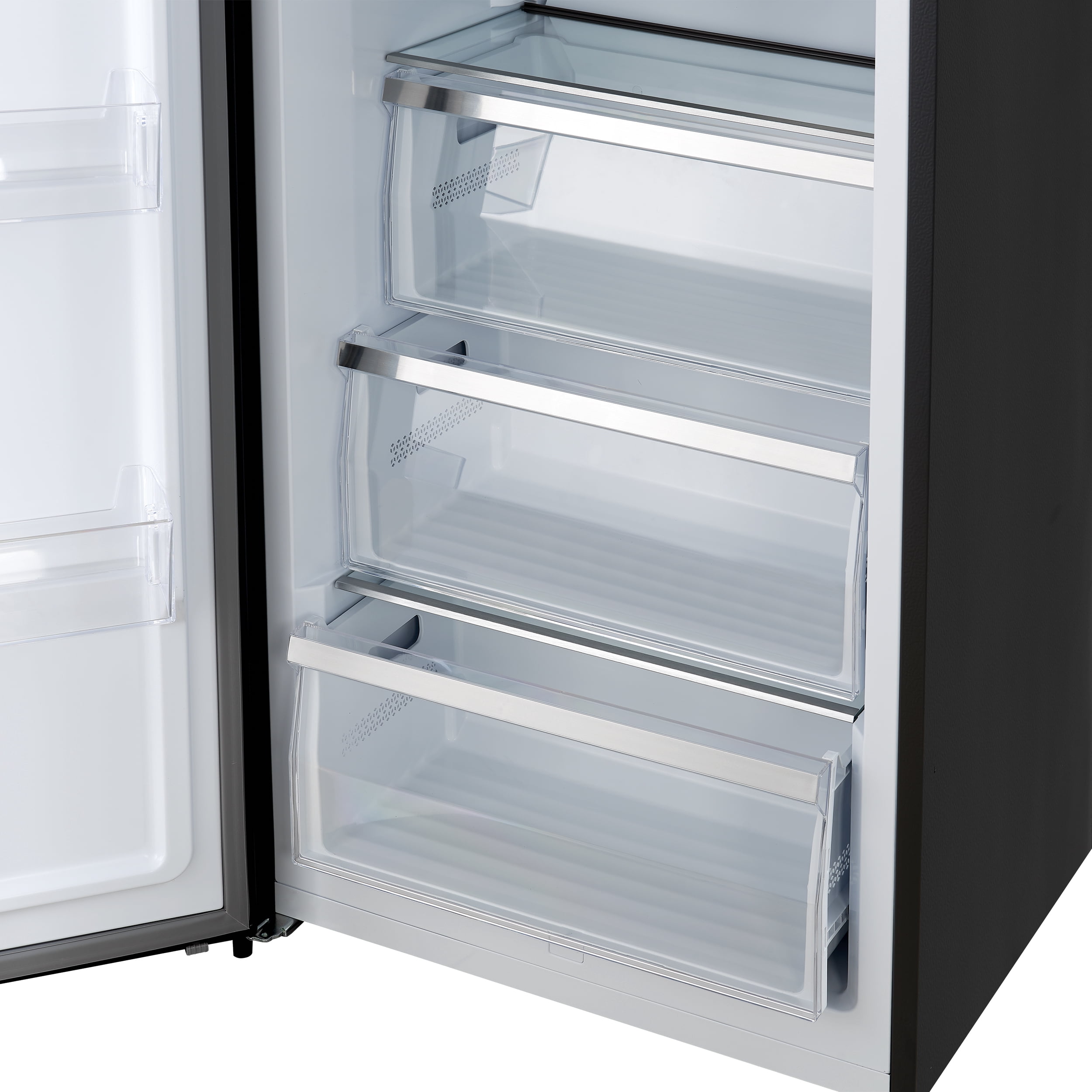 Forno Maderno 28-Inch Convertible Upright Freezer/Refrigerator in Black with Antique Brass Handle, 13.6 cu.ft., Left Swing