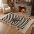 thumbnail image 3 of Texas Star Plaid Washable Area Rug 3'x5', Farmhouse Black Brown Texas Vintage Woven Cotton Tassels Kitchen Rugs, Non Slip Indoor Door Mat Throw Carpet for Entryway Living Room Nursery Laundry Room, 3 of 9