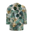 thumbnail image 4 of Sewkxo Plus Size Tops for Women Casual 3/4 Sleeve Shirts Crew Neck Print Blouses Spring Summer Cotton Clothes L-5x,Green 4XL, 4 of 6
