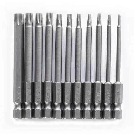 

11 Pieces 1/4 Inch Hex T6-T40 4 Inch Length S2 Steel Torx Security Head Screwdriver Drill Set Bits