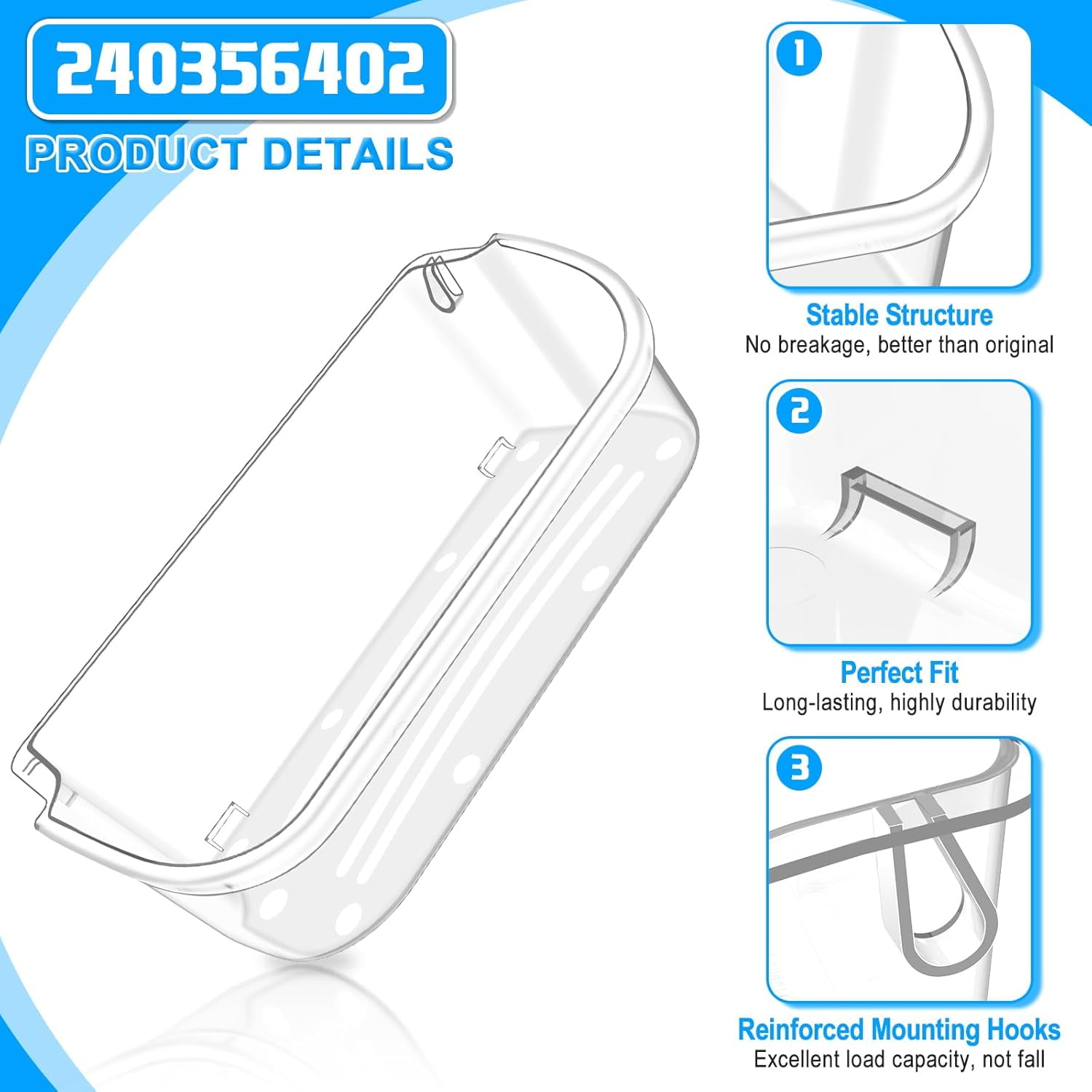 1PC UPGRADED 240356402 Refrigerator Door Bin – Compatible with Frigidaire Refrigerator Door Shelf Replacement for FFSS2615TS0, LFSS2612TF0, FGHS2631PF4A, LFSS2612TE0, FFSS2615TS5