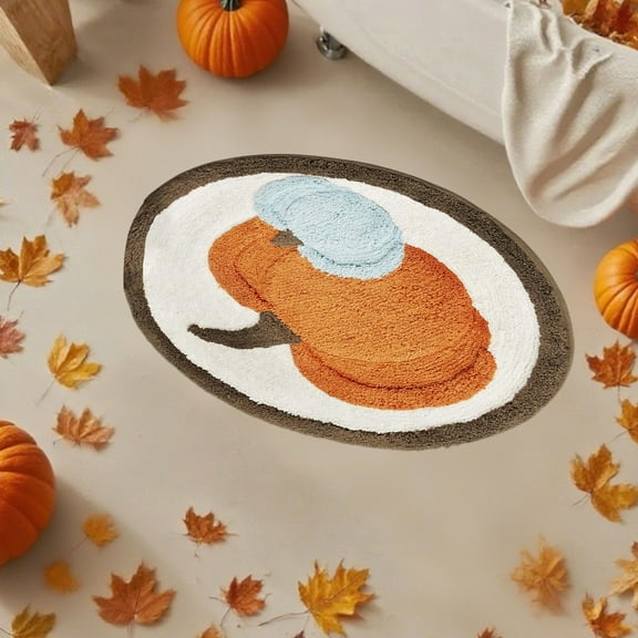 KOYPTL Fall Bathroom Rugs 50*50cm Ultra Soft Autumn Pumpkin Maple Leaf Bath Mat Non Slip Washable Durable Absorbent Thanksgiving Day Doormats Halloween Rugs for Kitchen Porch Front Door Home Decor