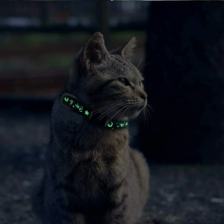 4 Pack Breakaway Cat Collar with Glow in The Dark Adjustable Kitten Collars with for Cats Puppy