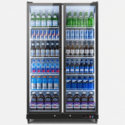 Yeego 27.1 Cu.Ft Commercial Beverage Refrigerator Cooler, 2 Glass Door Display Merchandiser Drink Fridge with Dual LED, 32-50°F Temp Control, Restaurant Bar Convenience Store