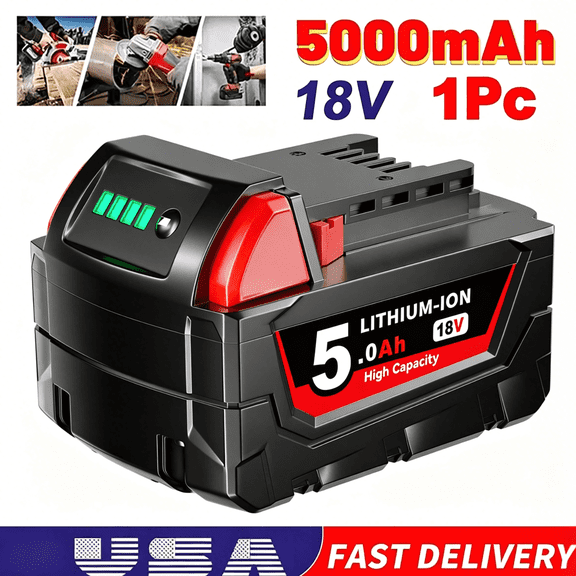 M18 5.0Ah 18Volt Batteries Replace for Milwouke M18 Lithium lon Battery 48-11-1850, Compatible with m18 Milwauqi 18v Battery Charger and 18 Volt Cordless Power Tools