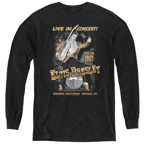 Elvis Presley Live In Buffalo Youth Long Sleeve T-Shirt Black
