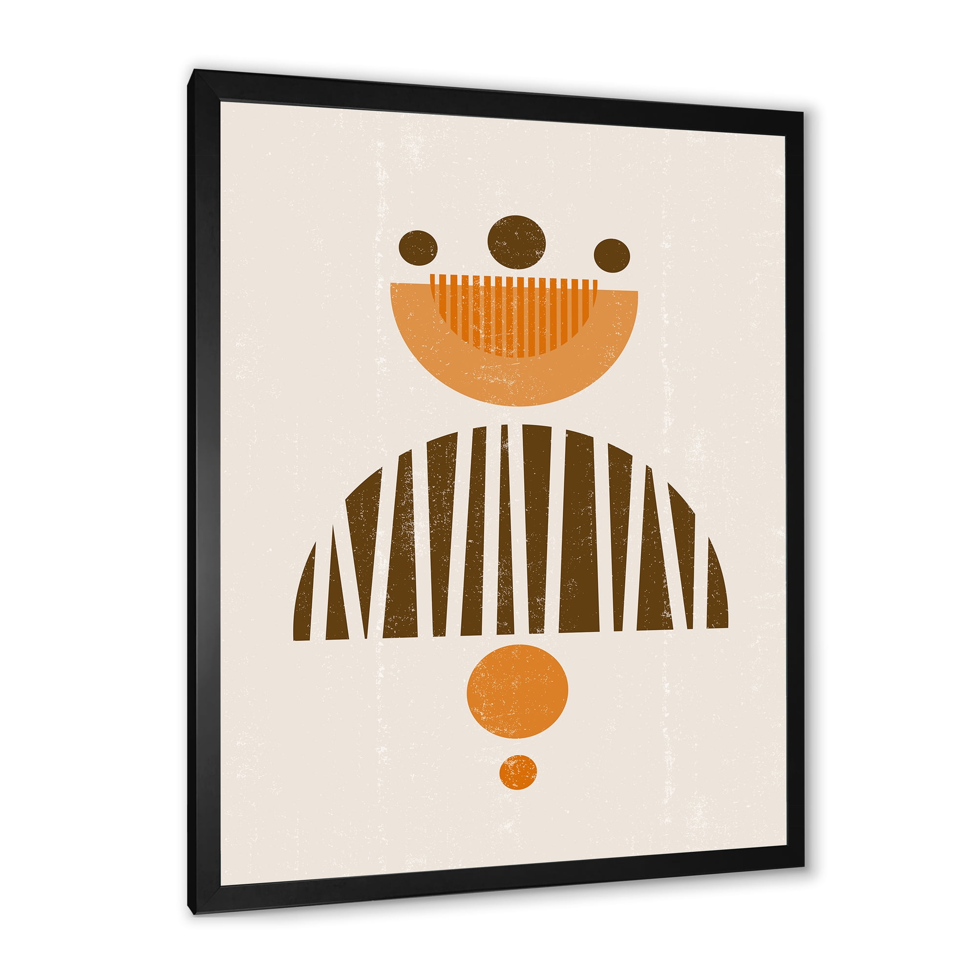 Designart 'Abstract Minimal Moon and Sun In Earth Tones IV' Modern Framed Art Print