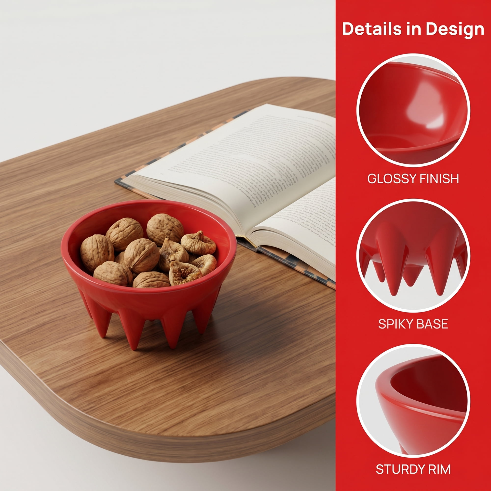 Unique Bargains Small Jellyfish Fluted Pedestal Trinket Bowl Red 4.9" x 4.9" x 2.4"
