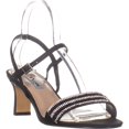 thumbnail image 1 of Womens Nina Noga Kitten Heel Sandals, Black Luster Satin, 1 of 6