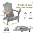 thumbnail image 4 of Tappio Folding HDPE Adirondack Chair Set of 2, Patio Seat All Weather Outdoor Patio Chair with Cup Holder and Multifunctional Holder for Lawn Yard Fire Pit, Gray, 4 of 7