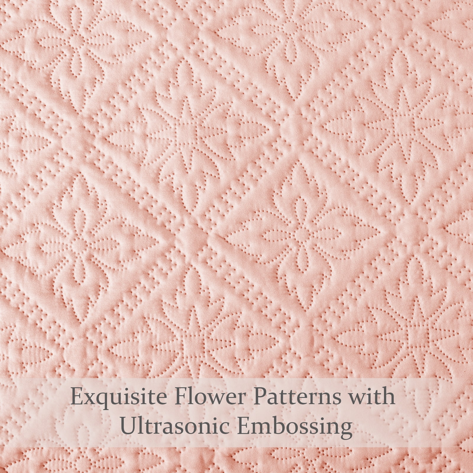 Exclusivo Mezcla King Quilt Bedding Set, Lightweight Soft Bedspreads Coverlets with 2 Pillow Shams, Modern Blush Pink Oversized Quilts King Size for All Seasons