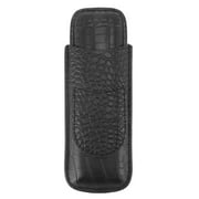 Cigar Case Holder Soft Leather Portable Wear Resistant Vintage Cigar Humidor for Birthday Black QINAN