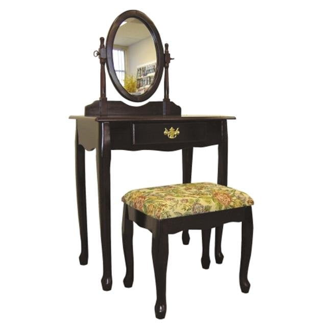 Details about   Homecraft Furniture Vanity Set Cherry Composite Wood Floral Upholstery 3-Piece 