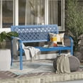 thumbnail image 3 of Dovov Oversized Outdoor Bench, Modern Patio Bench Steel Garden Bench Metal Bench Loveseat with Geometric Backrest, Blue, 3 of 11
