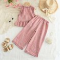 thumbnail image 4 of Toddler Girl Clothes Baby Summer Outfit Plaid Ruffle Sleeveless Vest Tank Tops Pants Set Red 6-7 Years, 4 of 9
