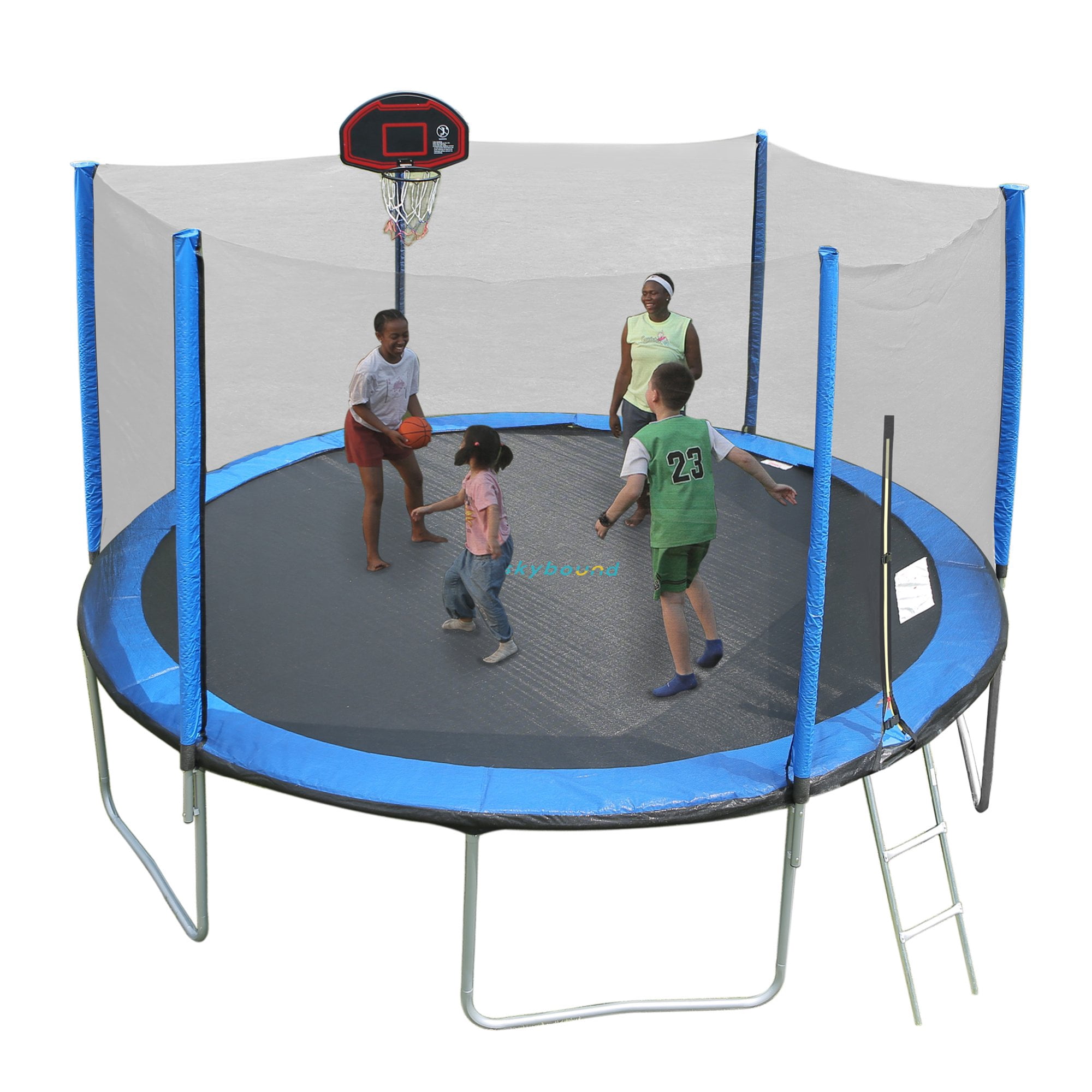 SkyBound 14ft Outdoor Trampoline with Enclosure Net for Kids and Adults - Blue