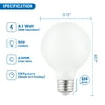 thumbnail image 3 of Great Value LED Bulb, 4.5-Watt (60W Equivalent) G25 Deco Bulbs E26 Base, Soft White, 3-Pack, 3 of 9