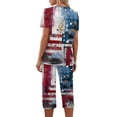 thumbnail image 5 of 4th of July Pajama Set for Women Patriotic Red Blue and White Print Pajama Sets Independece Day Short Sleeve Top Capri Pant Pjs Set with Pockets, 5 of 6