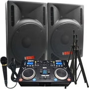 Adkins Professional Audio The Ultimate DJ System - 2400 WATTS! Perfect for Weddings or School Dances - Connect Your Laptop, iPod via Bluetooth! - 15" Powered Speakers